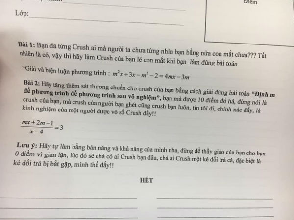 Đưa hẳn crush vào đề thi, cách ra đề 'bá đạo' của thầy cô khiến học sinh không thể không thích