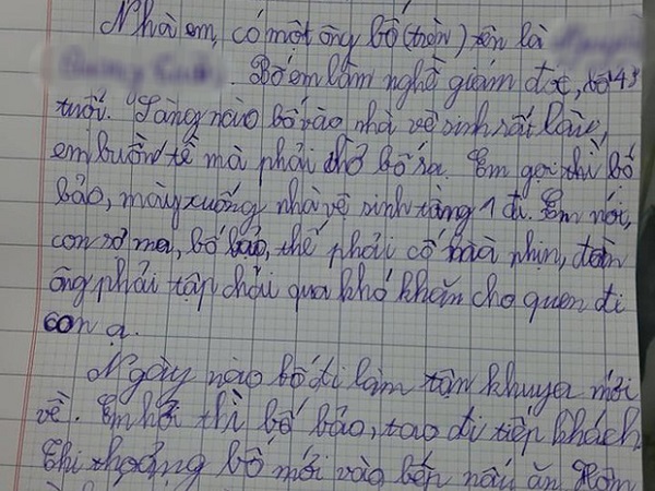 Bài văn tả bố 'siêu thật' của học sinh lớp 4 khiến dân mạng cười ngã ngửa: 'Làm giám đốc, sáng nào cũng vệ sinh rất lâu, em buồn tè mà phải chờ bố ra'