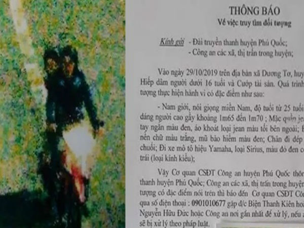 Công an Phú Quốc truy tìm kẻ hiếp dâm bé gái 8 tuổi bán vé số