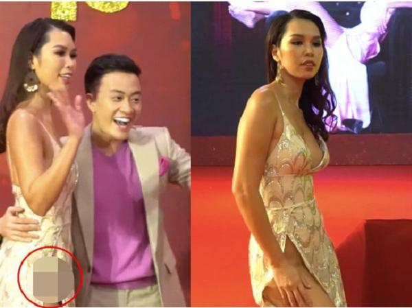 Diện váy xẻ tận hông táo bạo, Hà Anh 'lộ hàng' khi mải tạo dáng bên Lương Mạnh Hải