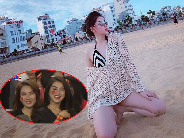 Chỉ xuất hiện vài giây, nữ CĐV vẫn chiếm spotlight, thuộc team 'hot girl World Cup' bên cạnh Trâm Anh