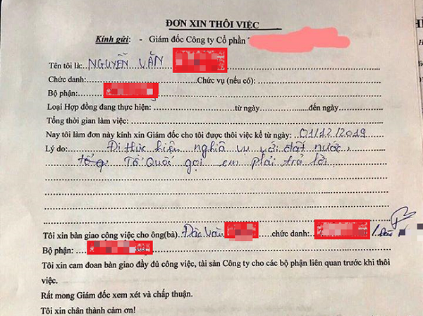 Nhân viên nam nghỉ làm đi nghĩa vụ quân sự nhưng đơn xin thôi việc khiến dân mạng cười té ghế