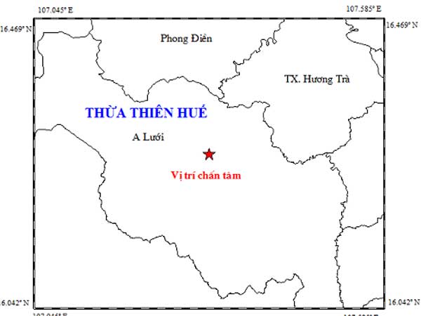 Thừa Thiên – Huế: Xuất hiện trận động đất trong đêm khiến người dân lo lắng