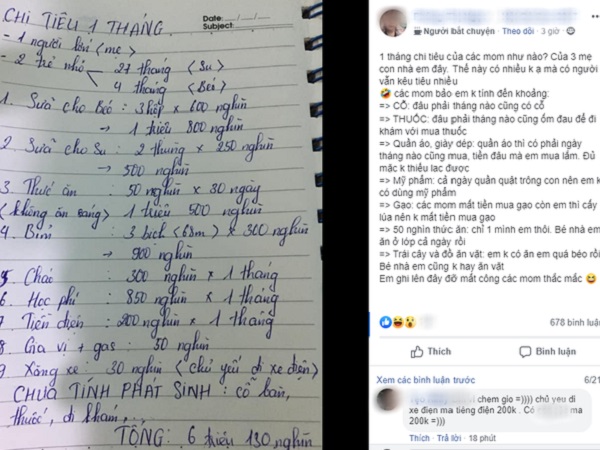 Bảng chi tiêu hơn 6 triệu/tháng cho 3 người gây xôn xao MXH, chị em thi nhau la ó vì khoản chỉ có 50k này