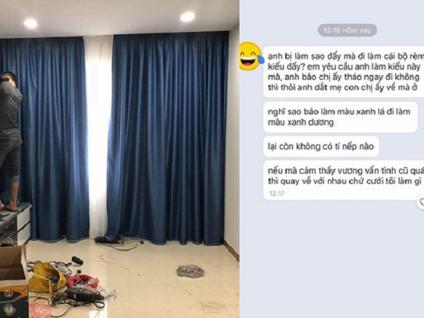 Vừa cưới đã bị vợ dỗi bỏ về vì tấm rèm cửa, cư dân mạng nhắn nhủ với anh chồng: 'Nghiệp quật không trật vào đâu!'