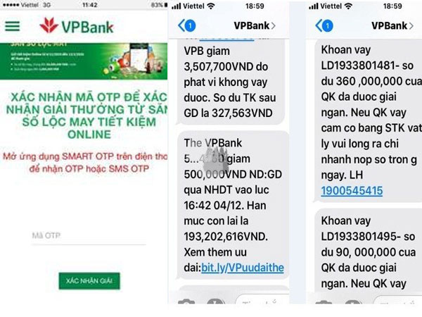 2 phút, 18 giao dịch và 460 triệu bị 'ngân hàng' giả mạo VPBank lừa đảo
