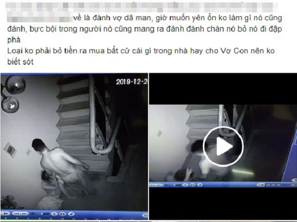 Phẫn nộ với clip chồng 'lên gối', đánh liên tiếp vào mặt vợ rồi dúi mạnh xuống cầu thang
