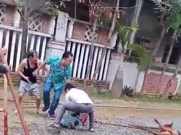 Chó Pitbull tuột xích, hung tợn cắn người đi đường nát tay