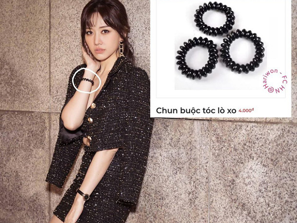 Diện nguyên cây Chanel sang chảnh, Hari Won khiến fan 'ngã ngửa' khi đeo vòng tay bằng chun buộc tóc 4.000 đồng