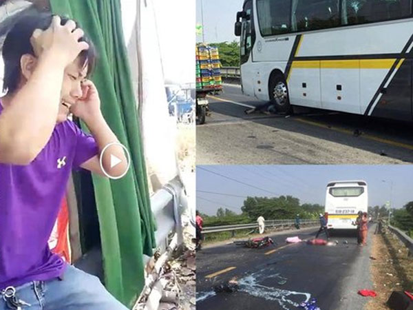 Cặp vợ chồng tử vong sau va chạm với xe khách, tài xế hoảng sợ bật khóc nức nở