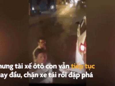 VIDEO: Tài xế ôtô chặn đầu, dùng gạch đập vỡ kính xe tải ở TP.HCM