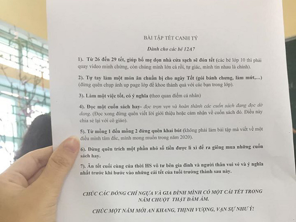 'Giáo viên nhà người ta' phát một lúc 7 bài tập Tết nhưng học sinh đọc xong đều hò reo, đập tay ăn mừng vì nội dung quá chất