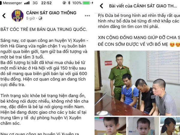 Bịa chuyện bé trai bị ba đối tượng buôn người đưa qua biên giới để 'câu like rẻ tiền' trên facebook