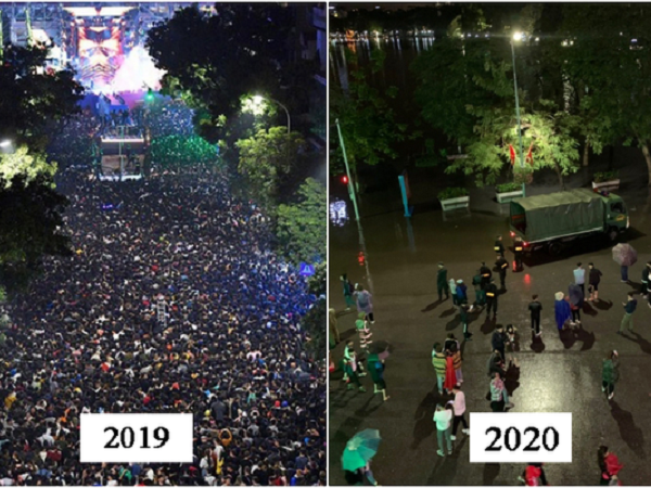 Giao thừa 2019 và 2020: Cùng là phố đi bộ Hồ Gươm, sao năm ngoái đông đến nghẹt thở mà năm nay lại vắng vẻ thế này?