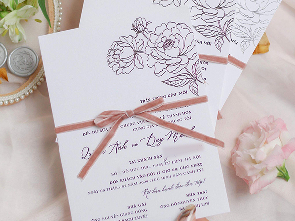 Thiệp cưới tông hồng pastel của Duy Mạnh