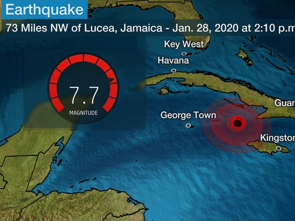 Cảnh báo sóng thần sau trận động đất 7,7 richter ở Cuba, Jamaica