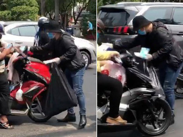 Giữa 'bão giá' khẩu trang vì virus Corona, nam thanh niên đội nắng phát miễn phí 10.000 chiếc cho người qua đường