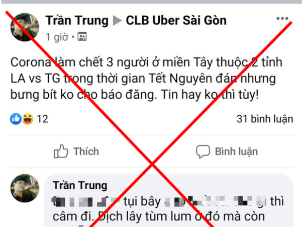 Thông tin Long An, Tiền Giang có 3 người tử vong do nhiễm virus corona là giả mạo