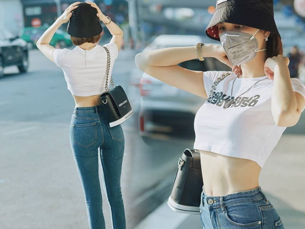 Ngọc Trinh đeo khẩu trang xuống phố khoe eo thon giữa đại dịch Corona