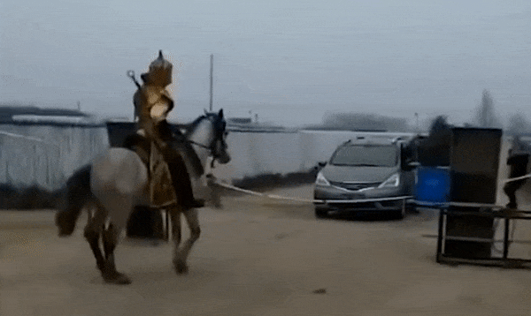 VIDEO: Người đàn ông cưỡi ngựa mang đao ngăn xe hơi vào làng giữa dịch coronavirus