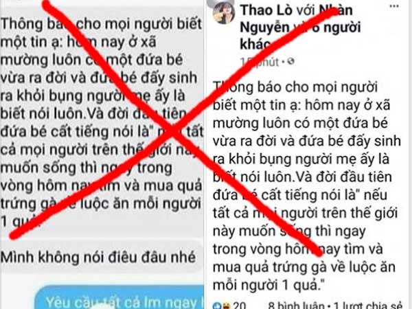 Nhanh chóng xử lý kẻ tung tin ăn trứng luộc diệt được virus corona