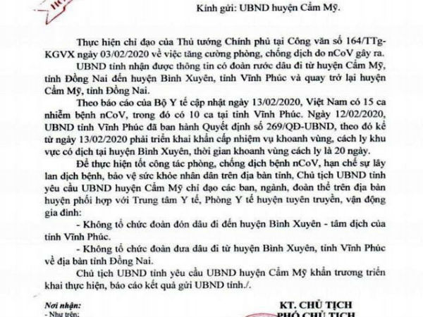 Một đám cưới ở Đồng Nai không tổ chức ra Vĩnh Phúc đón dâu để phòng chống dịch