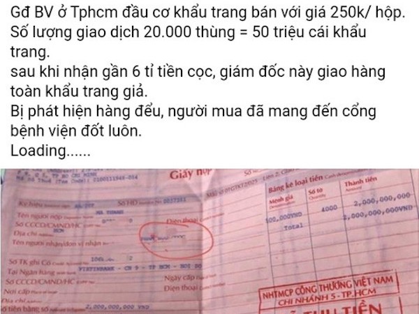 Công an điều tra vụ Giám đốc bệnh viện Gò Vấp bị tố trục lợi khẩu trang