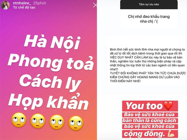 Nhật Lê cùng dàn WAGs xinh đẹp tuyển Việt Nam đồng lòng chia sẻ thông tin về Covid-19 ở Hà Nội, khuyên fan bình tĩnh chống dịch