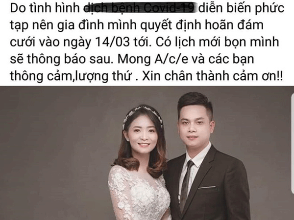 Cô dâu chú rể Nghệ An quyết định hoãn cưới vì dịch Covid-19 khiến dân tình rần rần ủng hộ