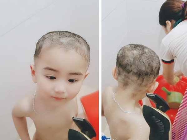 'Cạn lời' với kiểu tóc của ông bố trẻ cắt cho con trai