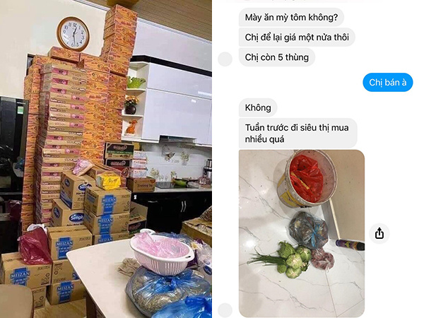 Chị hàng xóm mếu máo 'pass' lại 5 thùng mỳ tôm với giá chỉ còn một nửa vì ăn cả tuần phát ngấy, nhà tích trữ nhiều như đại lý