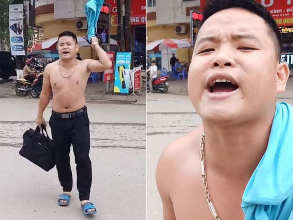 Vi phạm giao thông, nam thanh niên rút chìa khóa xe CSGT rồi cởi phăng áo chửi bới