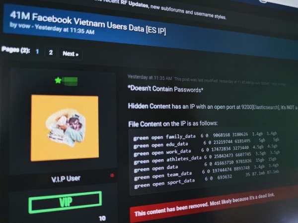 Dữ liệu của 41 triệu người dùng Facebook Việt Nam bị hacker phát tán