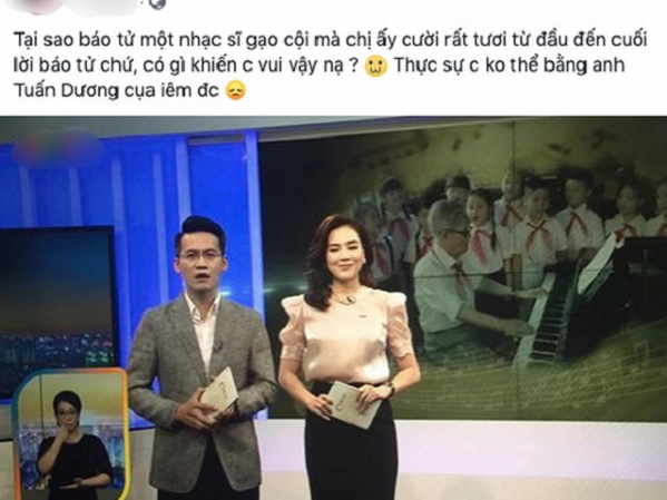 MC Mai Ngọc bị chỉ trích vì biểu cảm tươi cười khi báo tin cố nhạc sĩ Phong Nhã qua đời trên sóng truyền hình