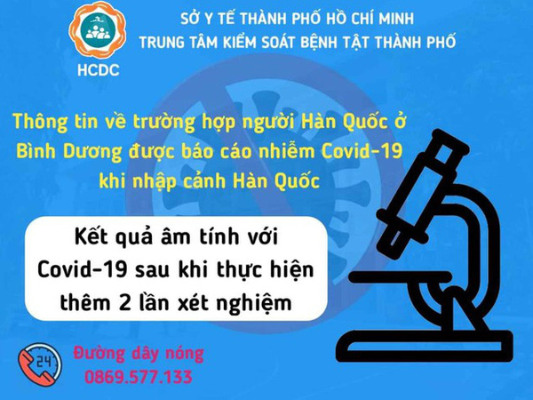 Kết quả chính thức vụ người Hàn Quốc mắc COVID-19 ở Bình Dương