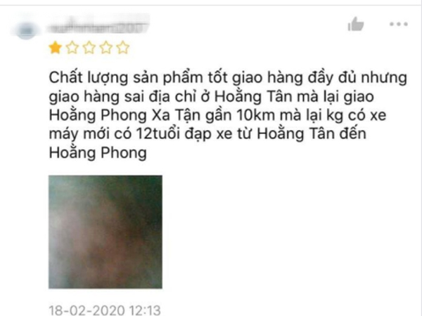 Chất lượng sản phẩm tốt, giao đầy đủ nhưng shop vẫn bị đánh giá 1 sao vì lý do không thể chối cãi này
