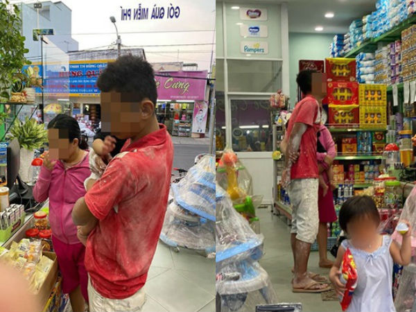 Ông bố người lấm bẩn đưa hai con vào cửa hàng sữa và câu chuyện nhỏ gây xúc động