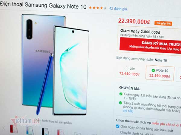 Giá Galaxy Note 10 giảm sốc, cơ hội mua máy cao cấp giá hạ