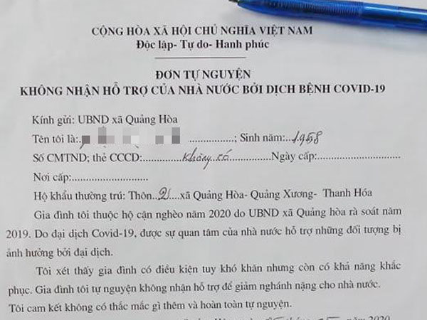 Thanh Hóa sẽ xử nghiêm cán bộ nếu vận động dân từ chối nhận hỗ trợ