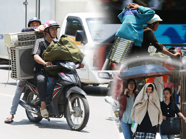 Hà Nội: Sinh viên nhăn mặt, người lao động oằn mình di chuyển dưới nắng nóng như thiêu đốt
