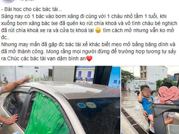 Bé trai 1 tuổi bị mắc kẹt trên ô tô vì người lớn quên rút chìa khóa khi xuống xe