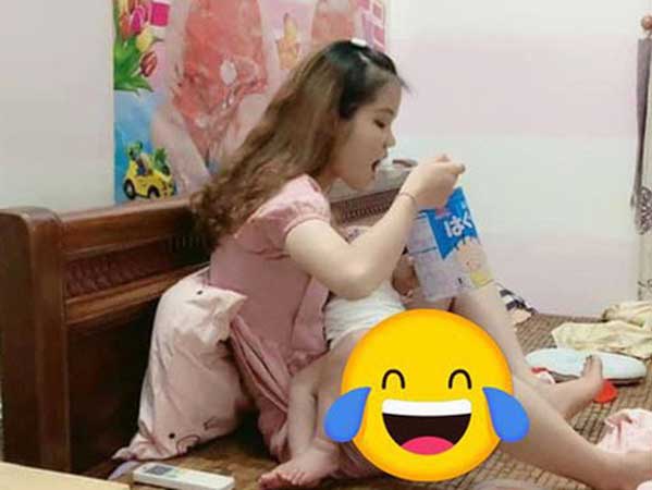 Dở khóc dở cười với cô vợ ham ăn, làm mẹ vẫn còn ăn vụng sữa bột của con