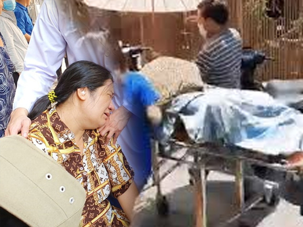 Vừa sinh con 2 ngày, mẹ đau đớn nằm băng ca về nhìn mặt con trai đầu tử nạn vì bị cây đè trúng ở sân trường