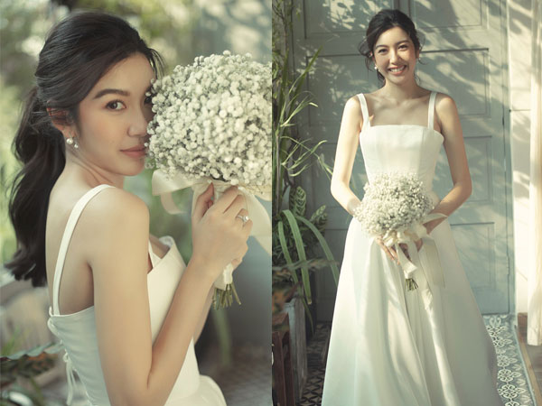 Thuý Vân đẹp nền nã, diện váy cưới đầy sang trọng: Nhìn nụ cười là biết đang hạnh phúc thế nào!