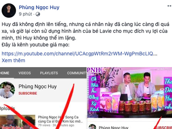 Phùng Ngọc Huy bức xúc lên tiếng khi bị giả mạo tài khoản Youtube, cố tình sử dụng hình ảnh con gái để trục lợi bất chính