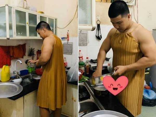 Dỗi vợ, anh chồng lục tủ lấy váy ra mặc để cãi nhau tay đôi, ai ngờ lý do đằng sau khiến hội chị em xuýt xoa ghen tị