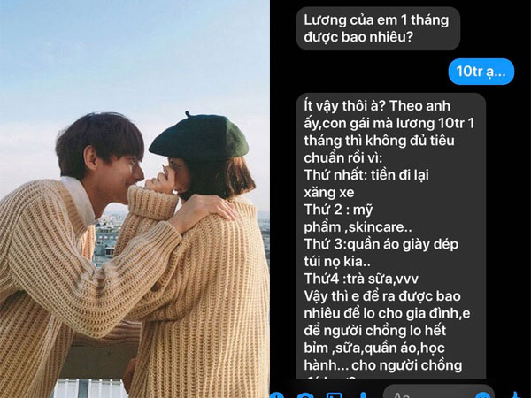 Vừa quen được mấy ngày, thanh niên đã hỏi lương bạn gái rồi phán 'Lương 10 triệu không đủ tiêu chuẩn của anh' khiến dân mạng tranh cãi