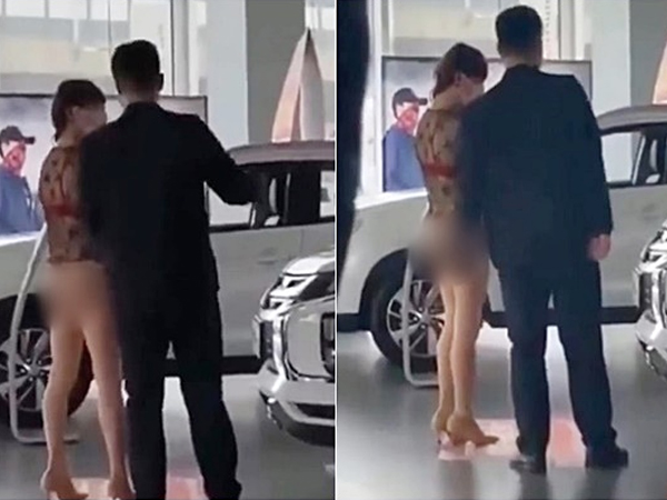 Kiều nữ mặc đồ như không mặc khi đi mua ô tô, phần trên xuyên thấu phần dưới chẳng có gì khiến ai cũng ngỡ ngàng