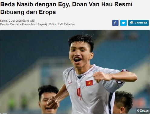 Báo Indonesia lên tiếng chê bai Văn Hậu