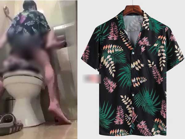 Ngủ dậy một giấc đã thành 'người tối cổ', áo hoa lá của cặp đôi 'mây mưa' trong toilet trung tâm thương mại đăng quang ngôi 'hot nhất'